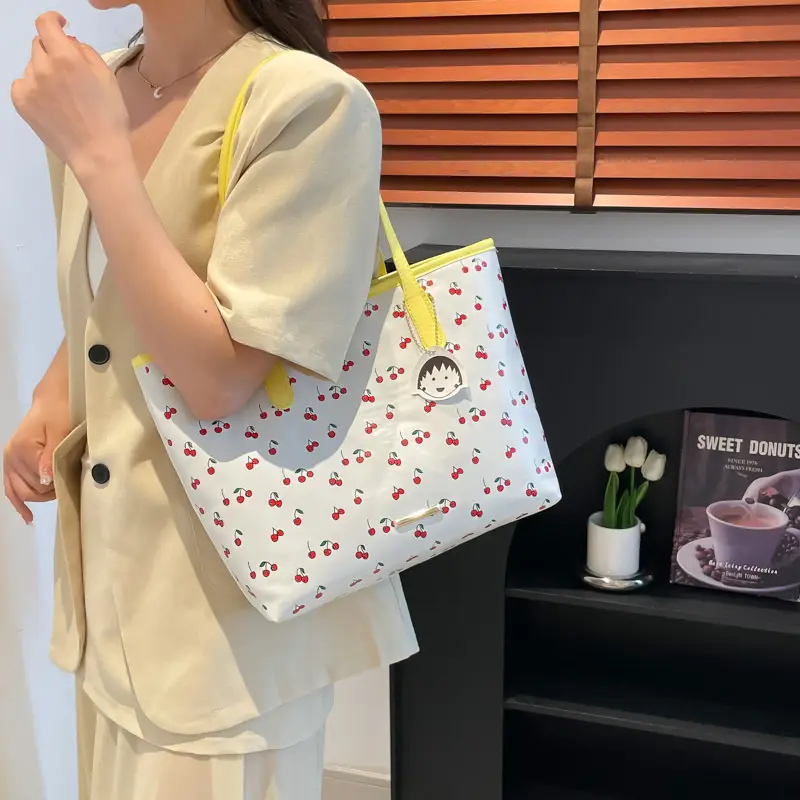 Women Printed Cherry Bag Yellow Handles — feature 31