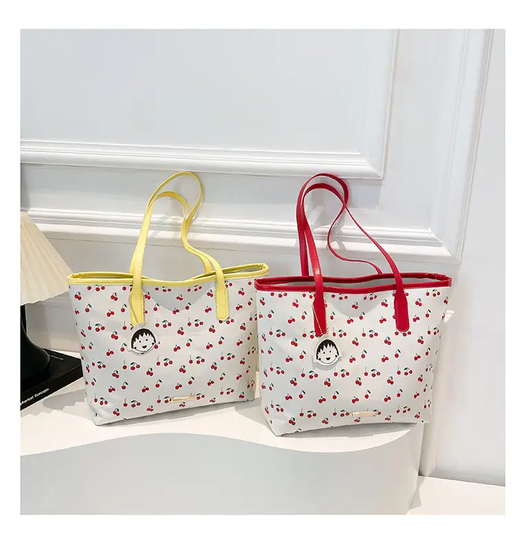 Women Printed Cherry Bag Yellow Handles — feature 4