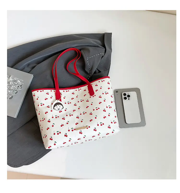 Women Printed Cherry Bag Yellow Handles — feature 5