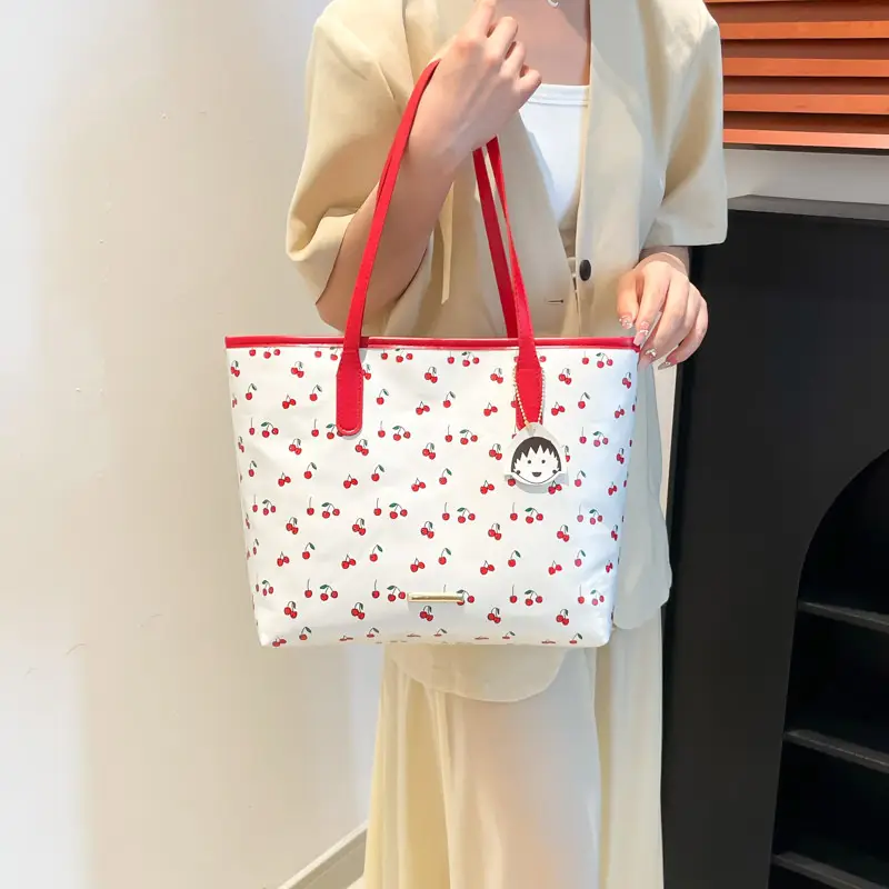 Women Printed Cherry Bag Yellow Handles - Image 2