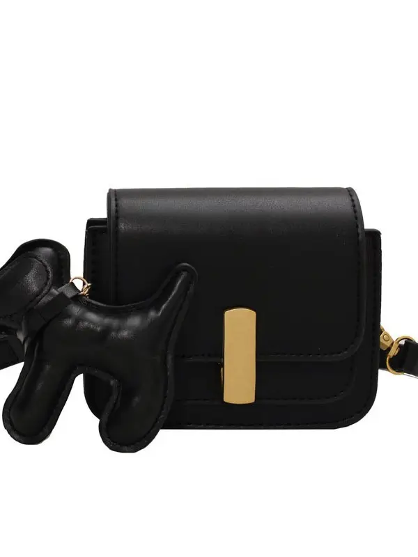 Women's Crossbody Bag 2025 Black Leather Square Design