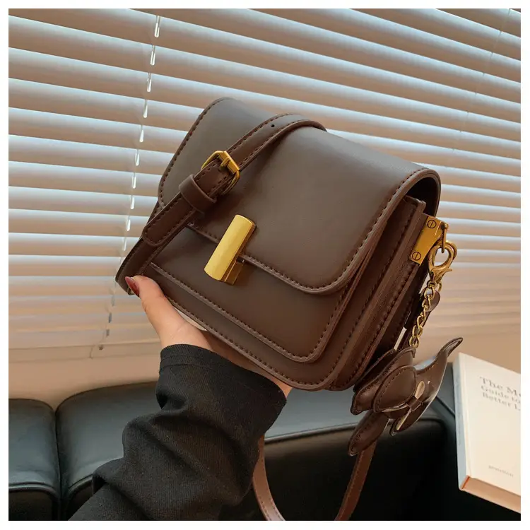 Women's Crossbody Bag 2025 Black Leather Square Design — feature 17