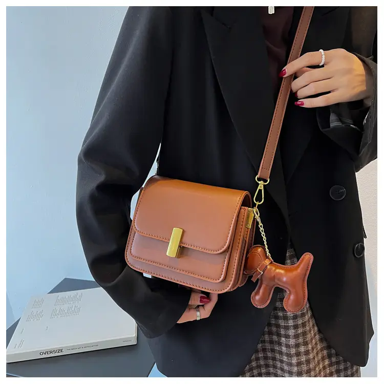 Women's Crossbody Bag 2025 Black Leather Square Design — feature 22
