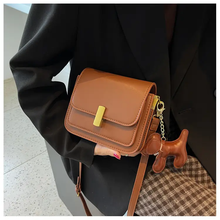Women's Crossbody Bag 2025 Black Leather Square Design — feature 23