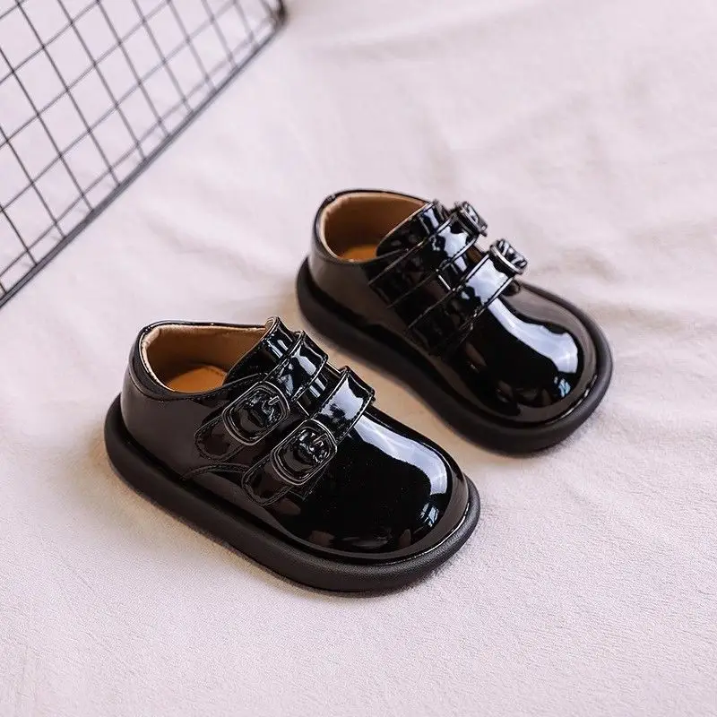Baby Leather Shoes Black 1-3Yrs Non-Slip