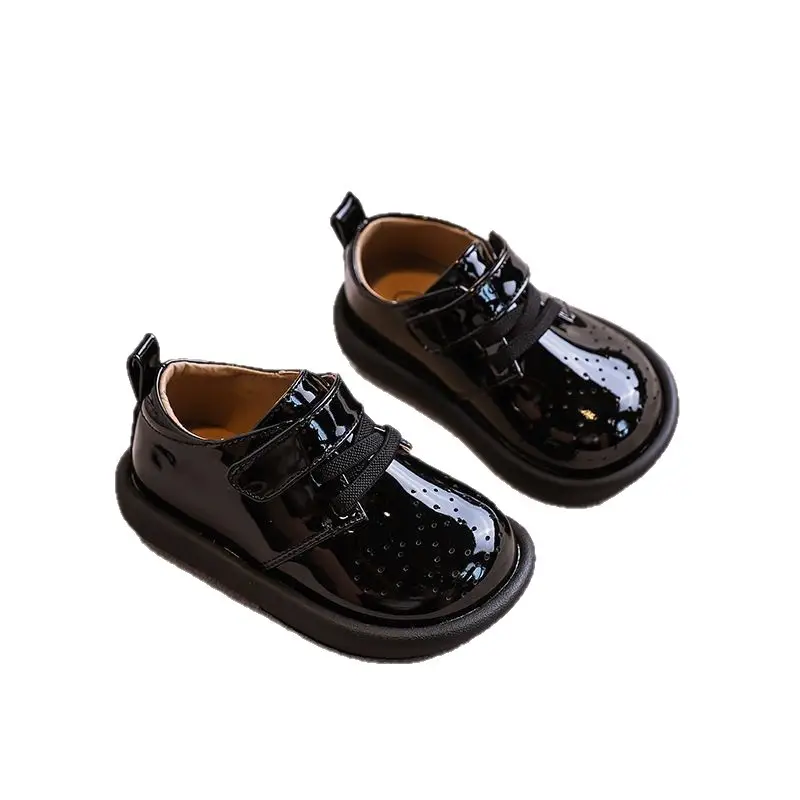 Baby Leather Shoes Black 1-3Yrs Non-Slip