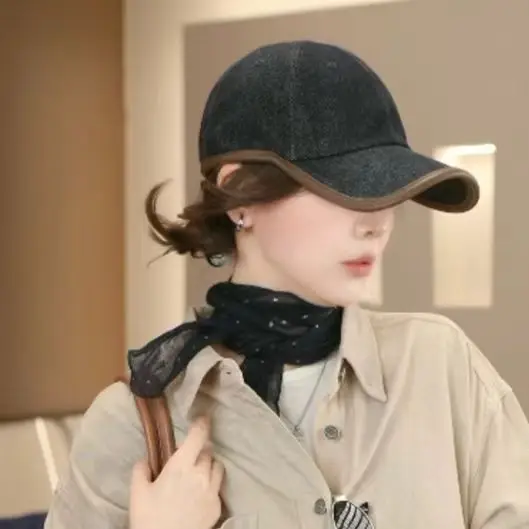 Women's American Retro Navy Blue Denim Cap - Image 10