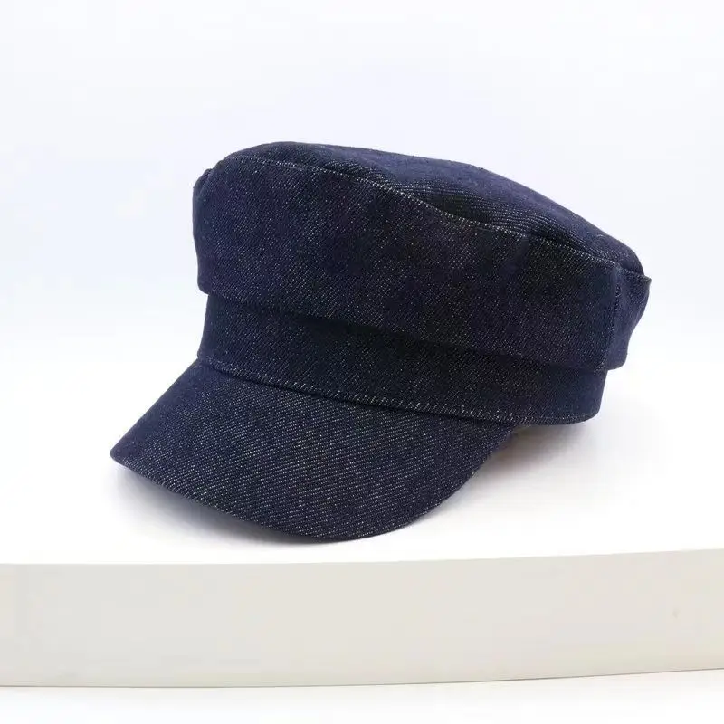 Women's American Retro Navy Blue Denim Cap - Image 4