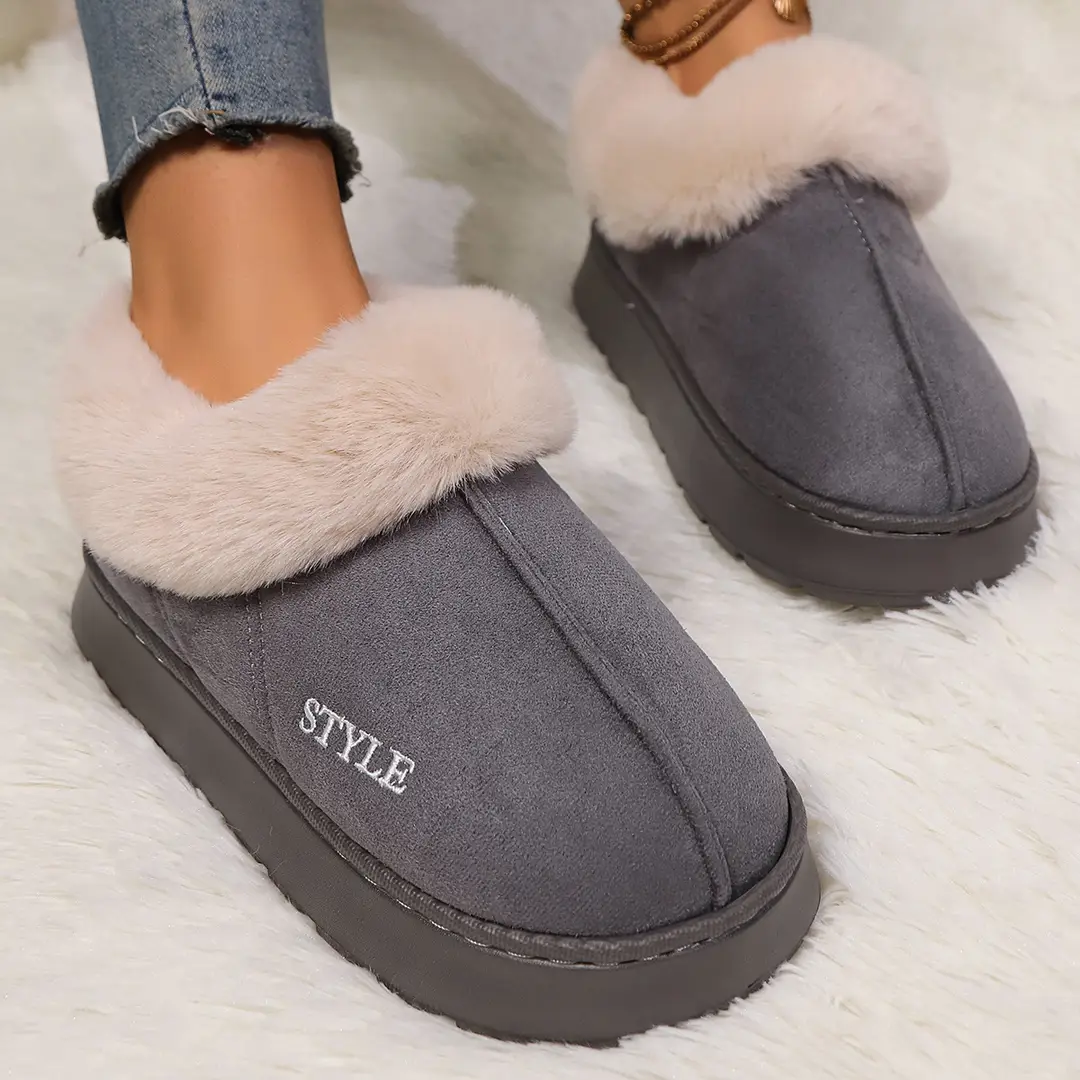 New All-Inclusive Heel Cotton Shoes for Women in Winter Indoor Home Use Thick-Soled Non-Slip Warm Cotton Slippers for Men in Winter