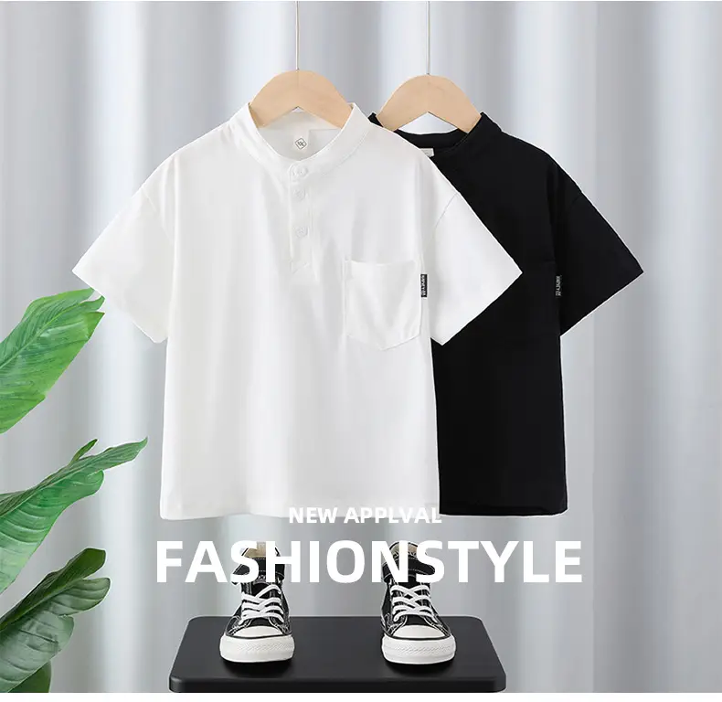 Boys White Short Sleeve T-Shirt 2025 Summer — feature 1