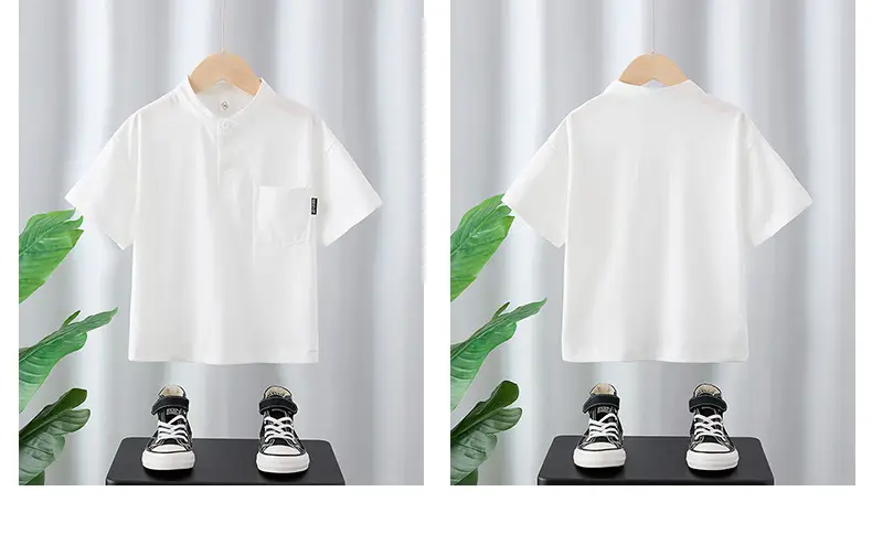Boys White Short Sleeve T-Shirt 2025 Summer — feature 3