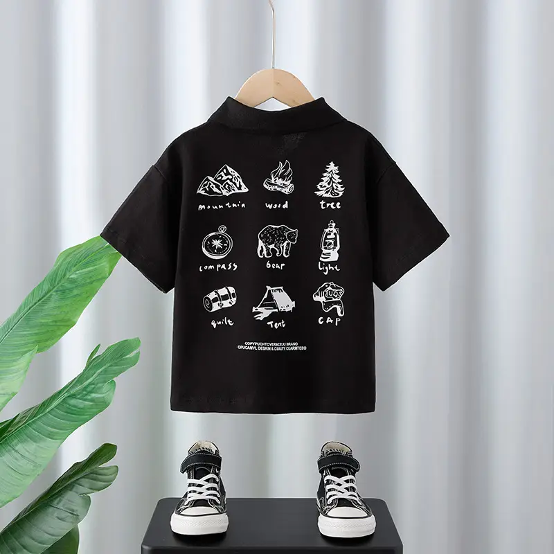 Boys Black Graphic T-Shirt 2025 Summer Wear - Image 4