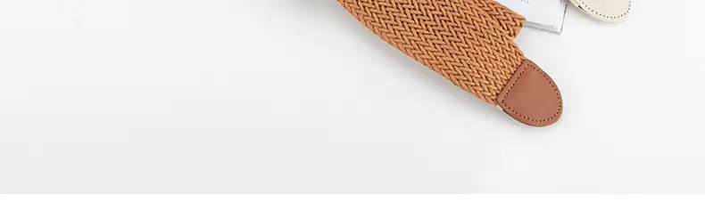 Women's Woven Belt with Round Buckle Brown — feature 16