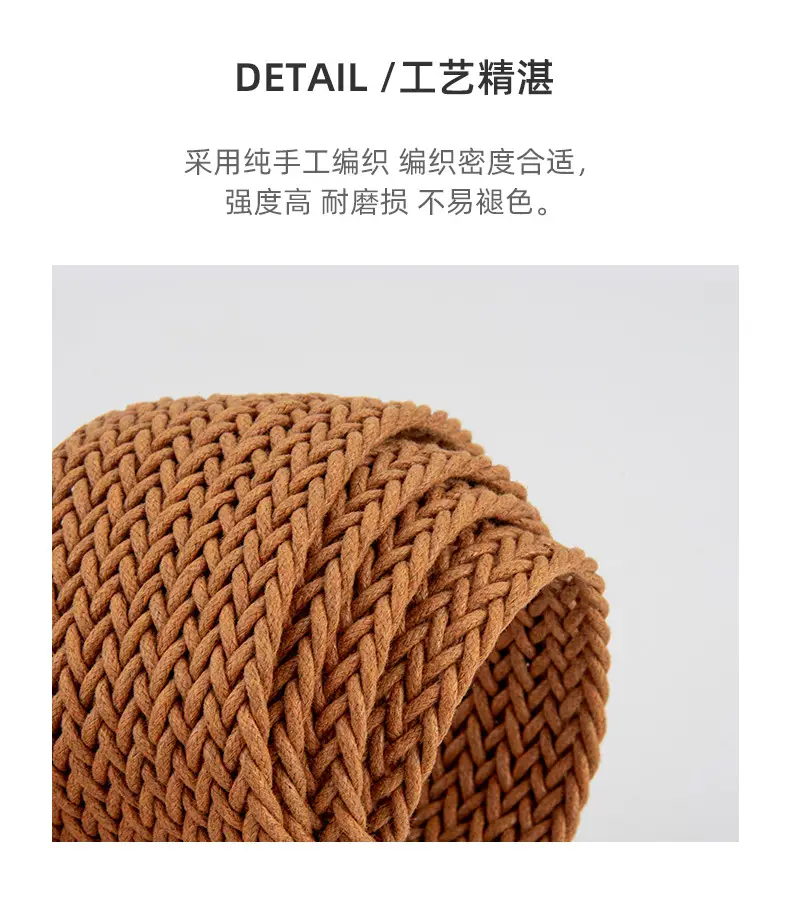 Women's Woven Belt with Round Buckle Brown — feature 7
