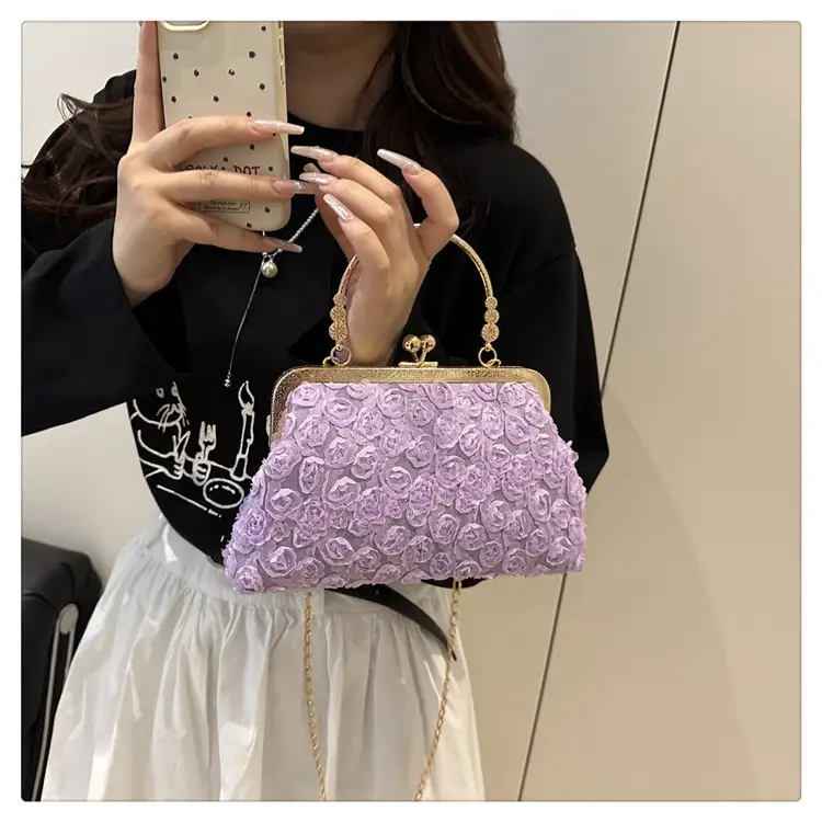White Textured Clip Chain Crossbody Bag for Women — feature 13
