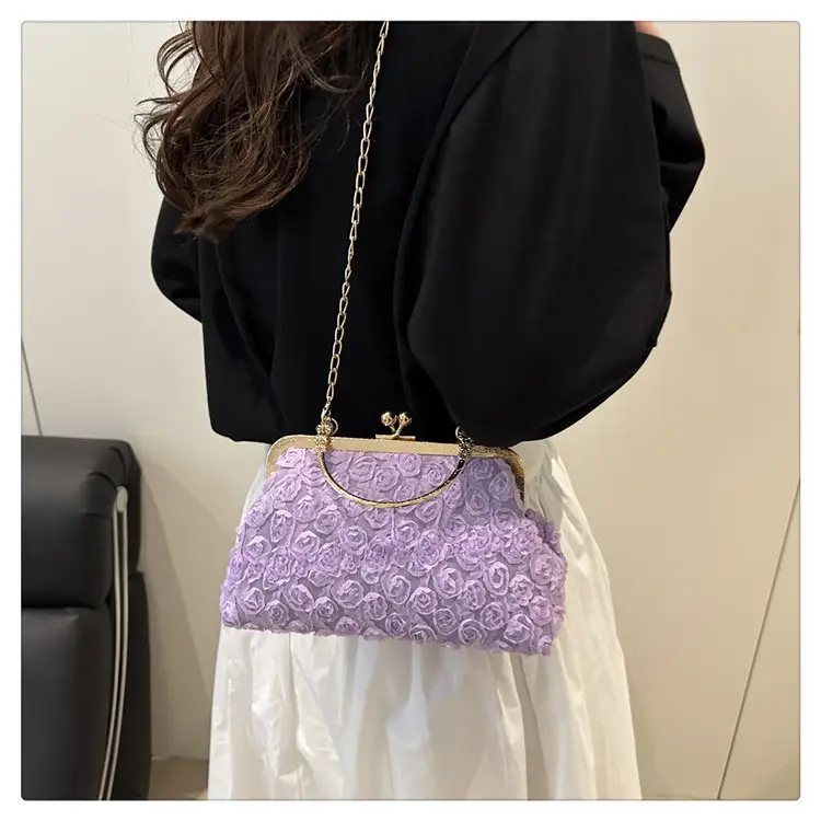 White Textured Clip Chain Crossbody Bag for Women — feature 14