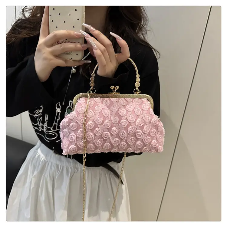 White Textured Clip Chain Crossbody Bag for Women — feature 15