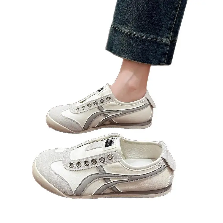 Flat-Soled Moral Training Shoes for Women 2025 New Summer Thin Slip-On Casual Shoes Color Matching Sports White Sneakers - Image 7