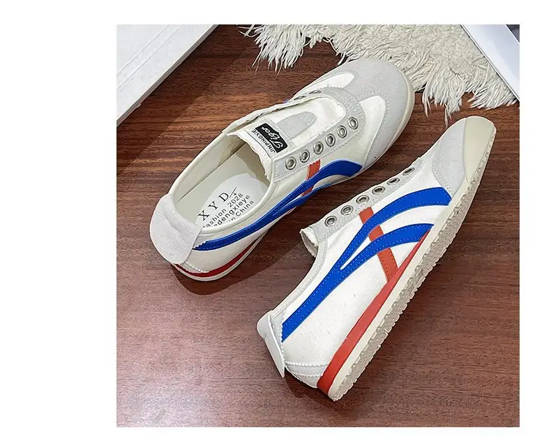 Flat-Soled Moral Training Shoes for Women 2025 New Summer Thin Slip-On Casual Shoes Color Matching Sports White Sneakers — feature 11