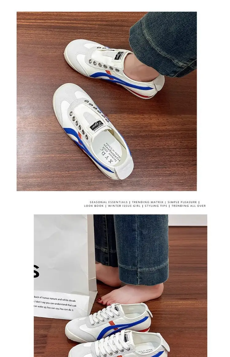 Flat-Soled Moral Training Shoes for Women 2025 New Summer Thin Slip-On Casual Shoes Color Matching Sports White Sneakers — feature 12
