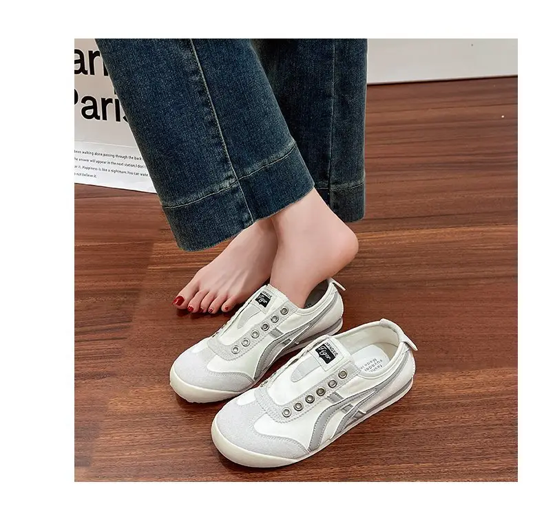 Flat-Soled Moral Training Shoes for Women 2025 New Summer Thin Slip-On Casual Shoes Color Matching Sports White Sneakers — feature 8