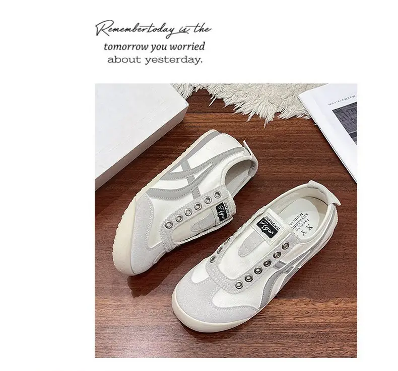 Flat-Soled Moral Training Shoes for Women 2025 New Summer Thin Slip-On Casual Shoes Color Matching Sports White Sneakers — feature 9