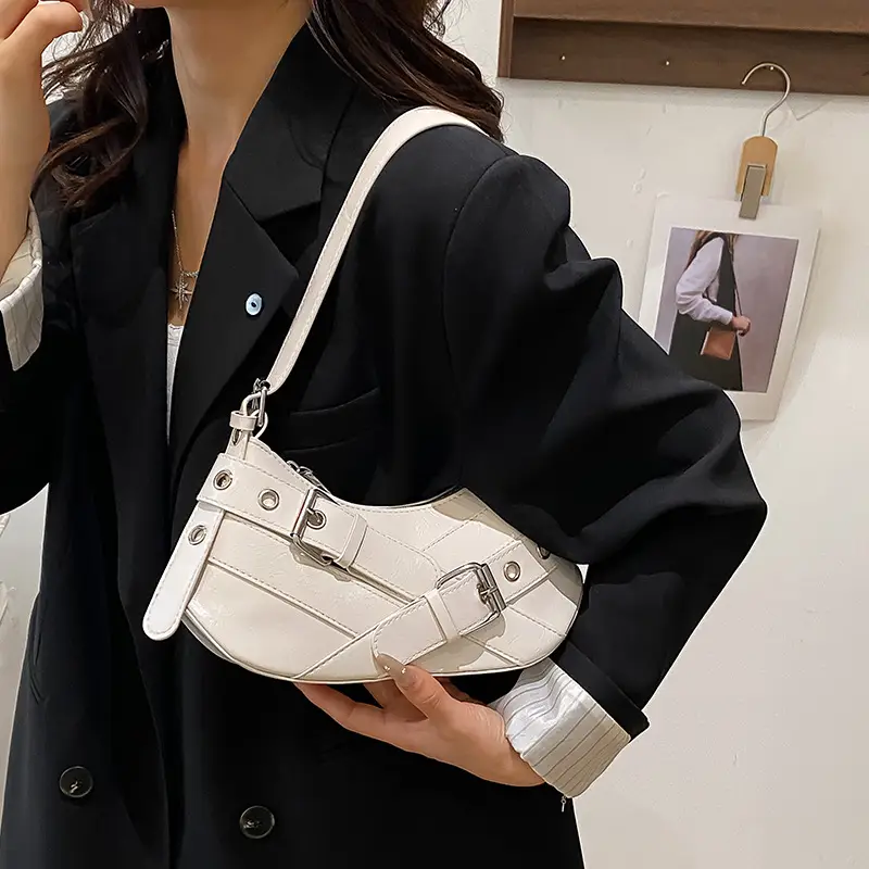 White Leather Shoulder Bag for Women Travel High-End Luxury - Image 8