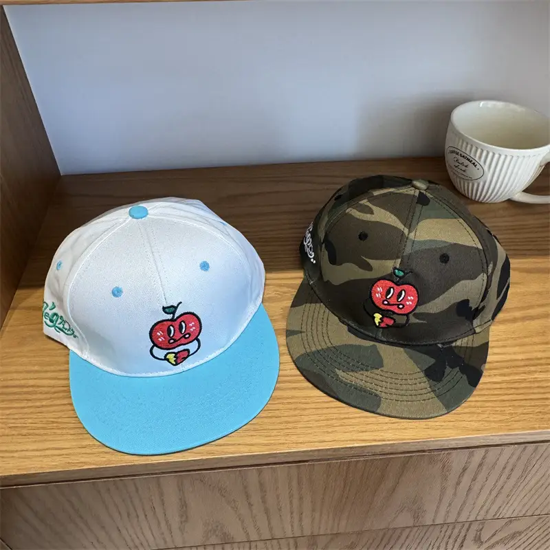 Women Apple Embroidered Baseball Caps Yellow White Blue - Image 6