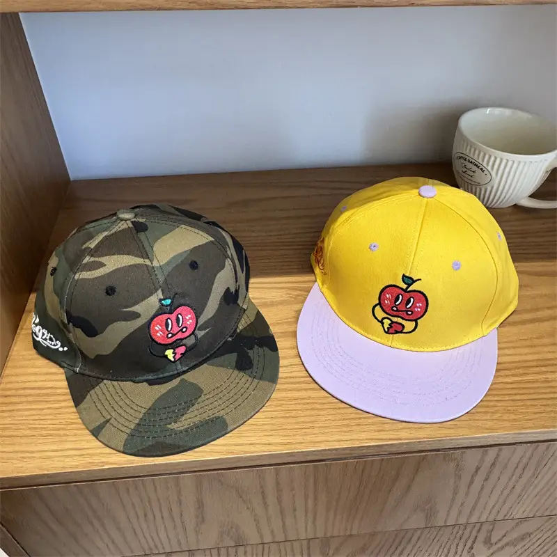 Women Apple Embroidered Baseball Caps Yellow White Blue - Image 7