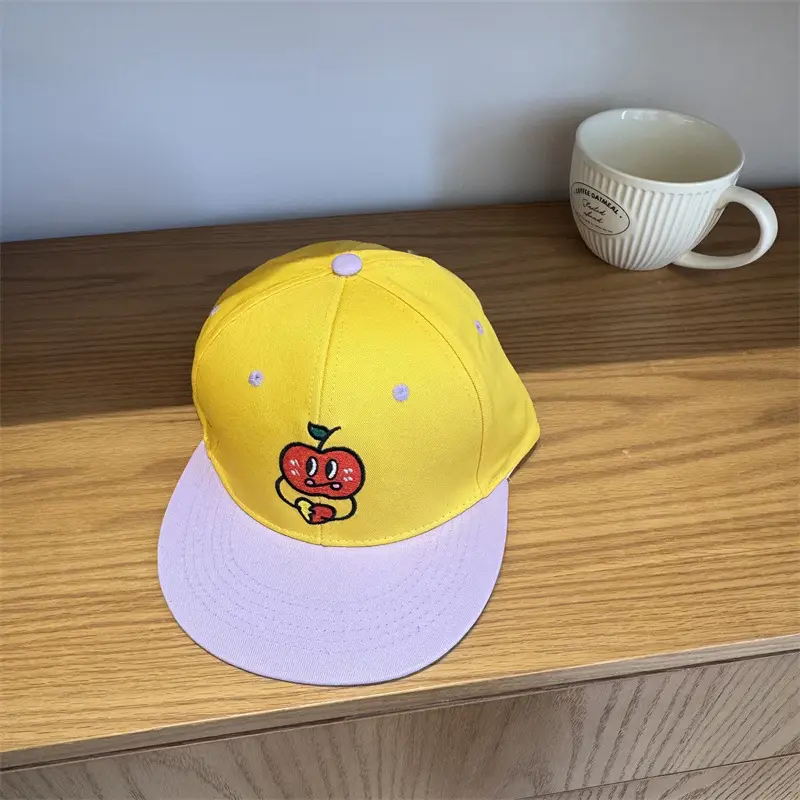 Women Apple Embroidered Baseball Caps Yellow White Blue - Image 3