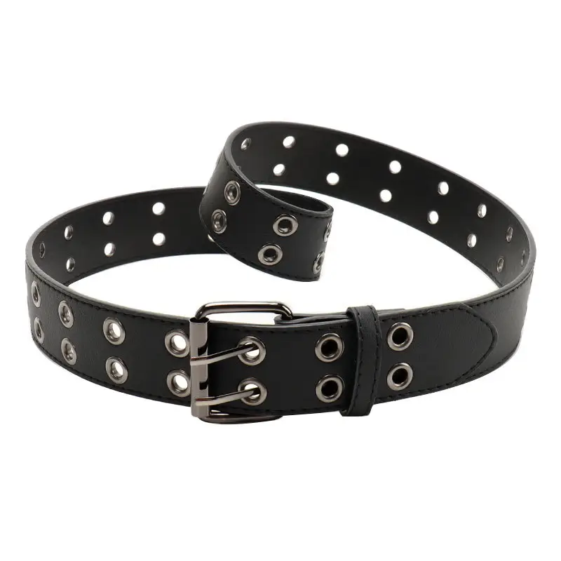 Coffee Metal Double-Pin Buckle Belt for Women