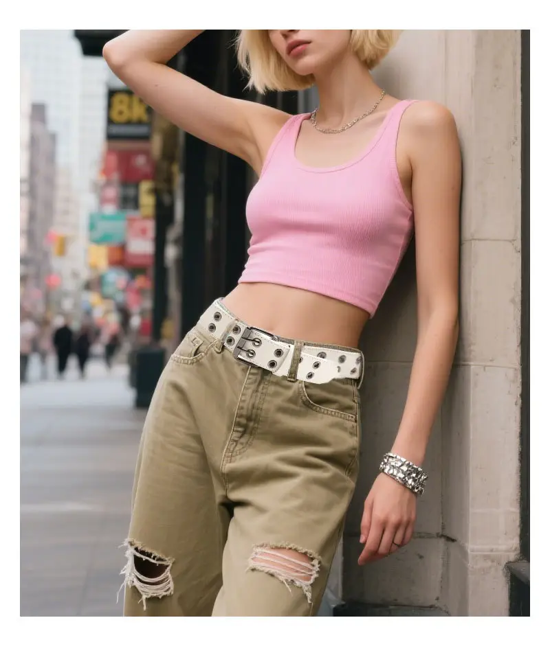 Coffee Metal Double-Pin Buckle Belt for Women — feature 23