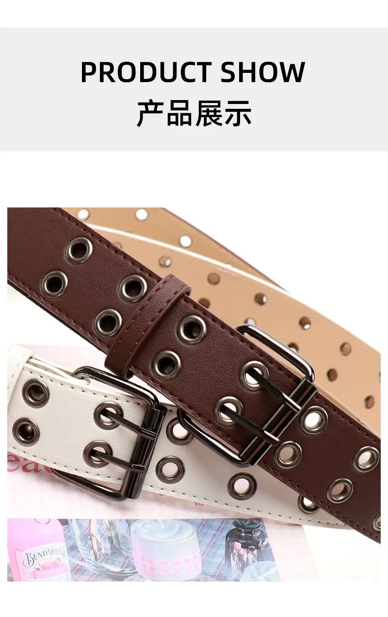Coffee Metal Double-Pin Buckle Belt for Women — feature 29
