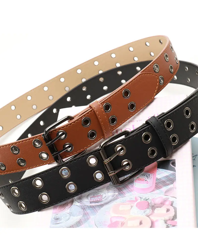 Coffee Metal Double-Pin Buckle Belt for Women — feature 31