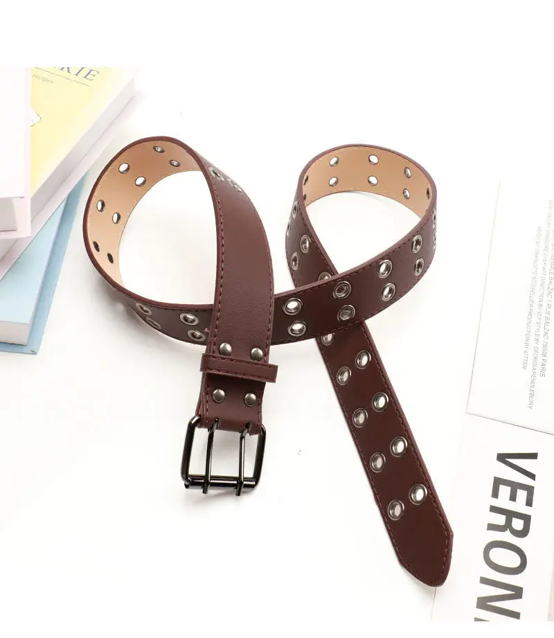 Coffee Metal Double-Pin Buckle Belt for Women — feature 32