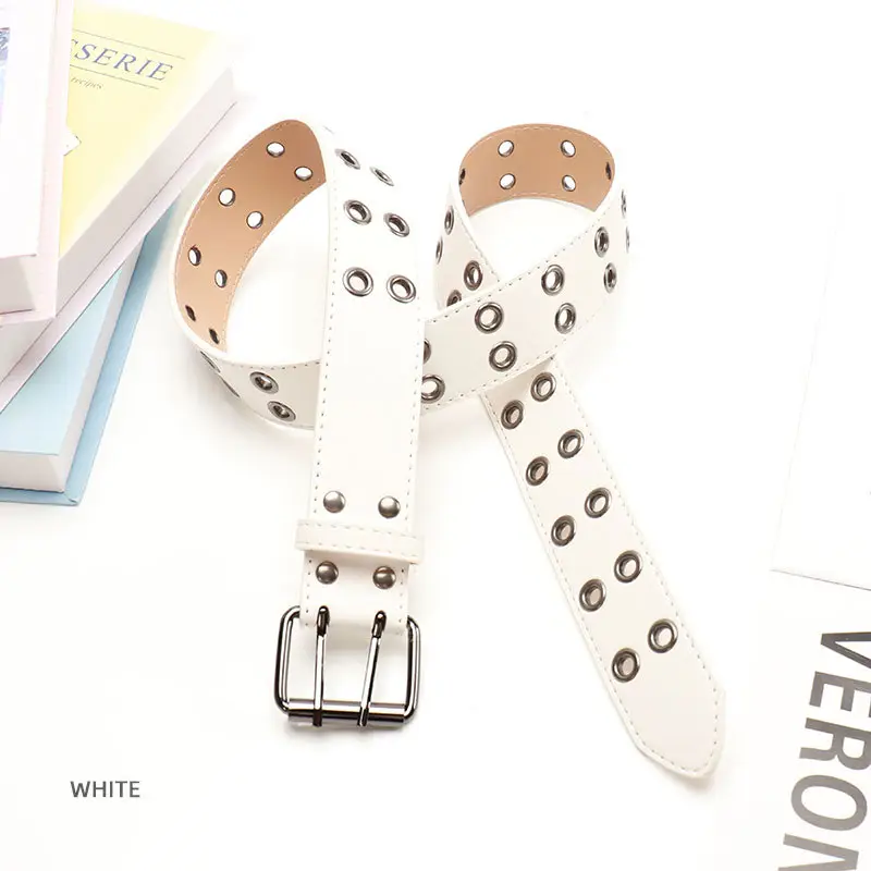 Coffee Metal Double-Pin Buckle Belt for Women