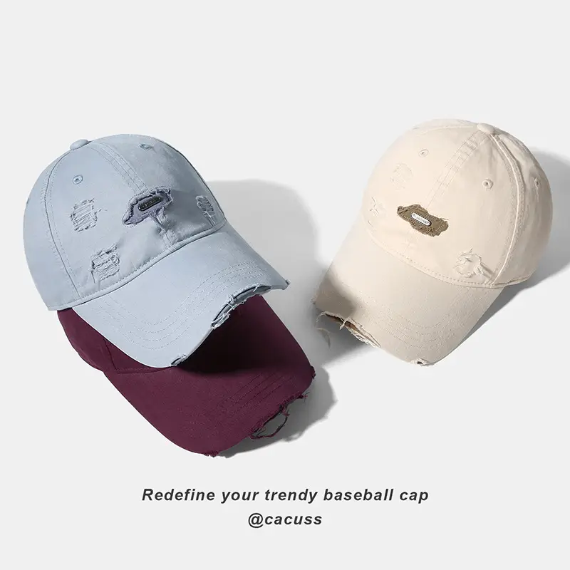 Women Baseball Cap Light Blue Distressed Duckbill Spring - Image 6