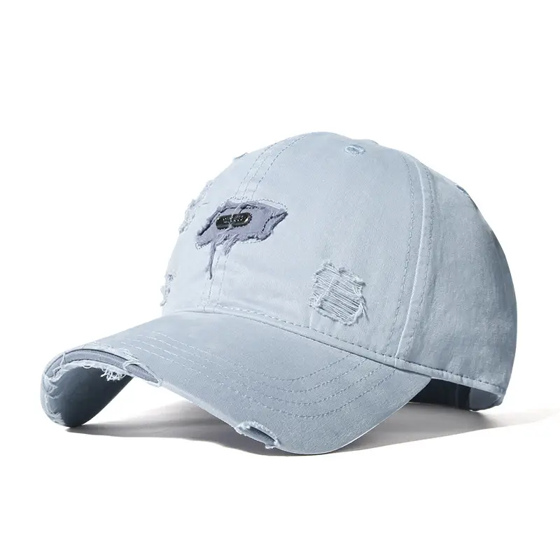Women Baseball Cap Light Blue Distressed Duckbill Spring - Image 8