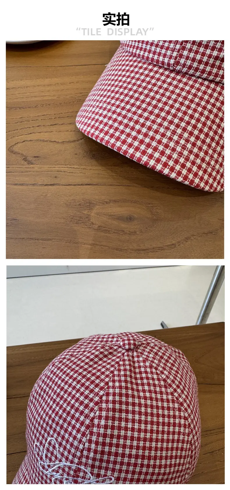 Korean Style Red Checkered Baseball Cap for Men Women — feature 4