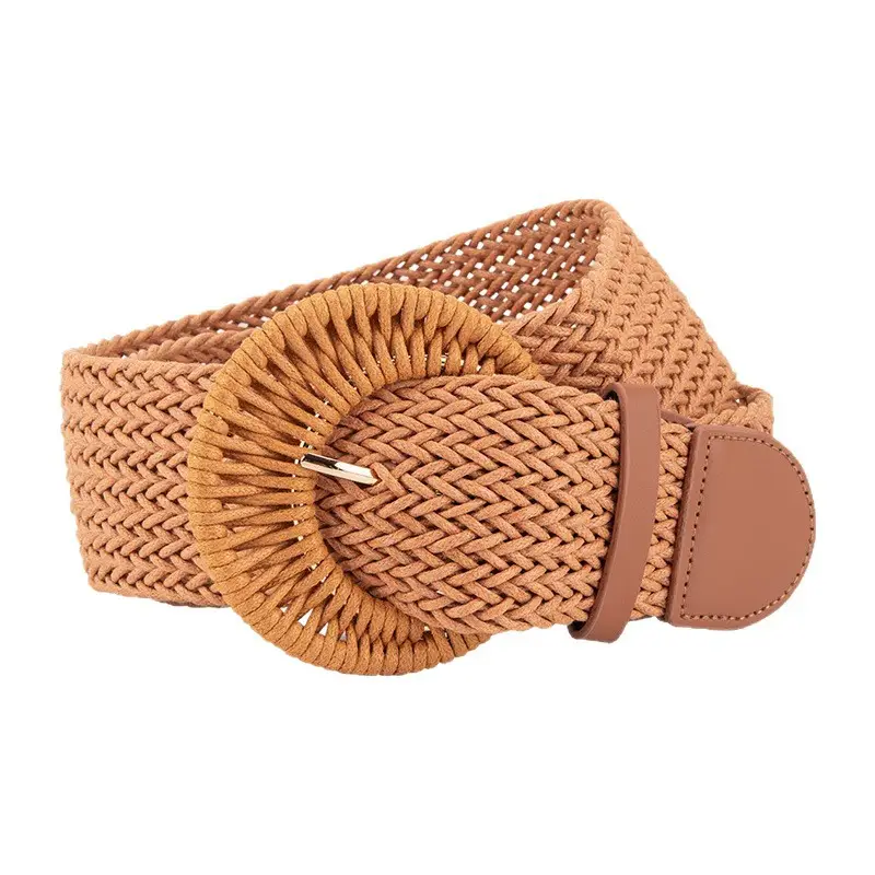 Women's Braided Wide Belt Brown Girdle Strap - Image 8