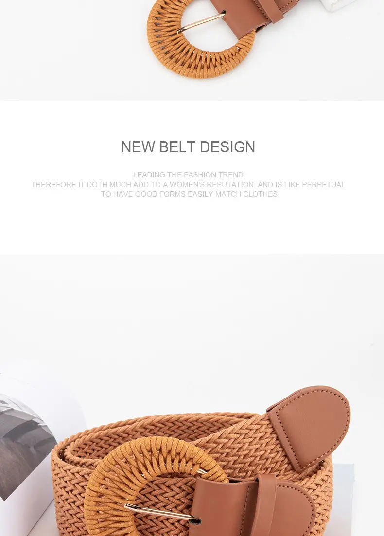Women's Braided Wide Belt Brown Girdle Strap — feature 10