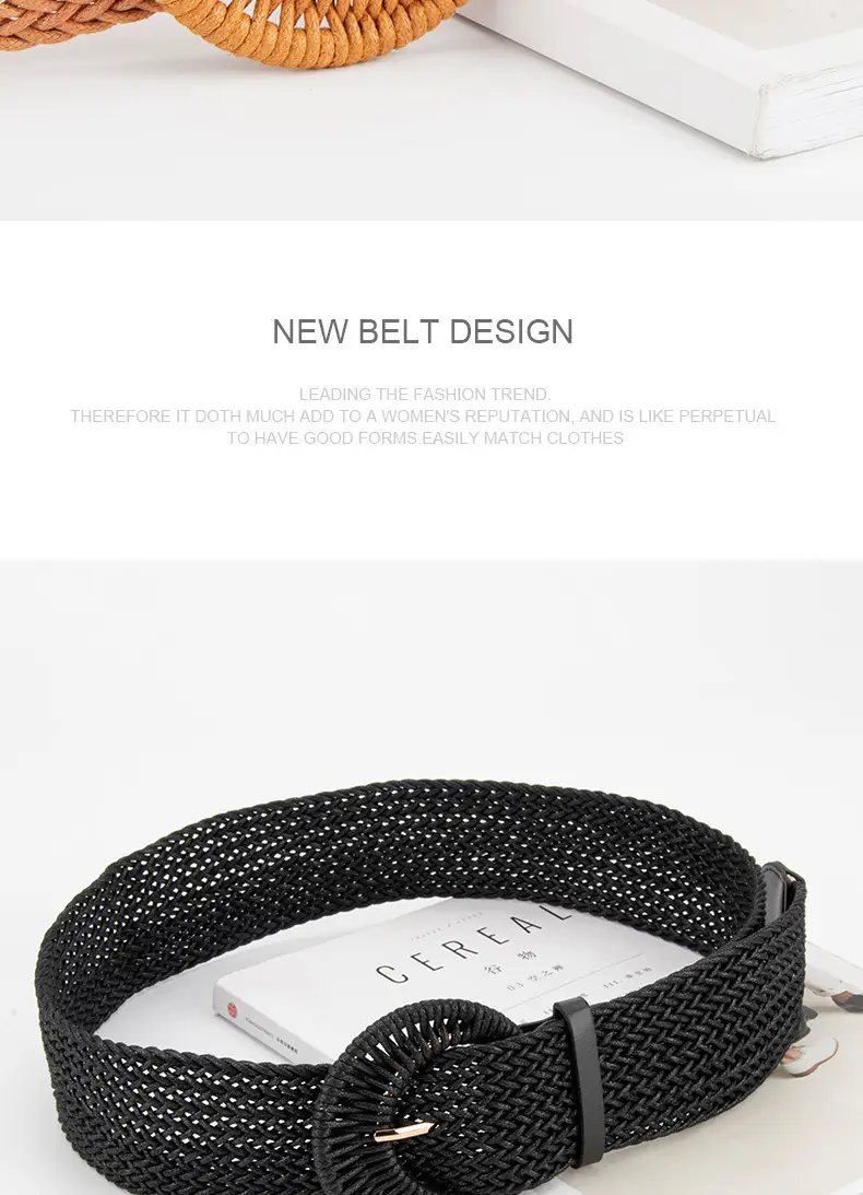 Women's Braided Wide Belt Brown Girdle Strap — feature 13