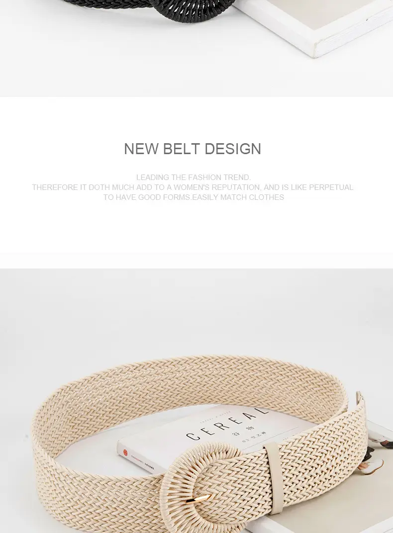 Women's Braided Wide Belt Brown Girdle Strap — feature 14