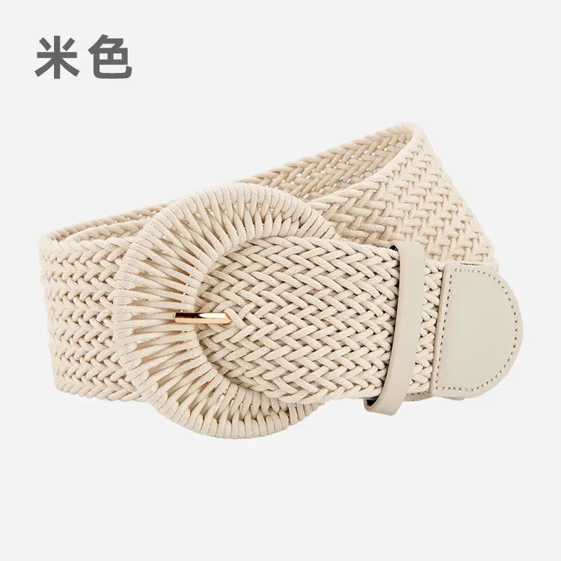 Women's Braided Wide Belt Brown Girdle Strap - Image 3
