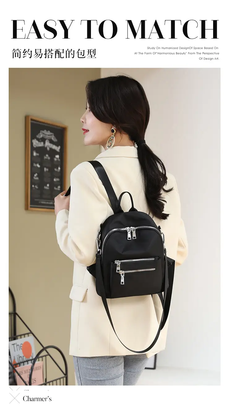 Women's Mini Nylon Backpack Shoulder Bag Lightweight School Travel — feature 2