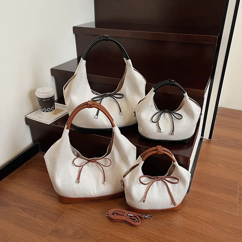 Women's Korean Style Large Tote Bag with Bow Stitching - Image 8