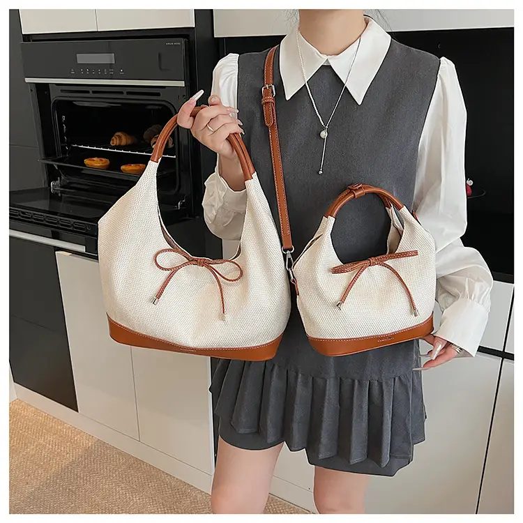 Women's Korean Style Large Tote Bag with Bow Stitching — feature 13