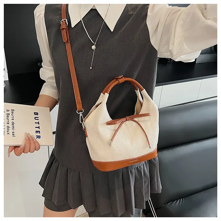 Women's Korean Style Large Tote Bag with Bow Stitching — feature 14
