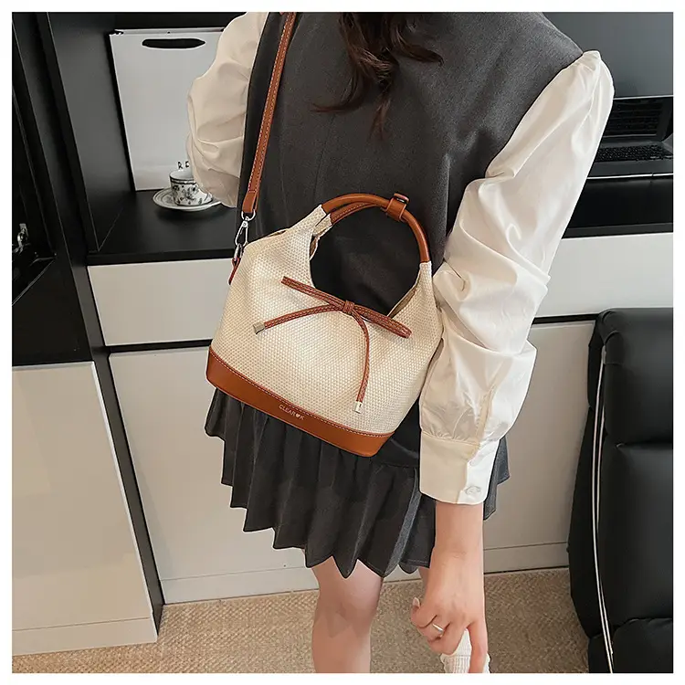 Women's Korean Style Large Tote Bag with Bow Stitching — feature 17