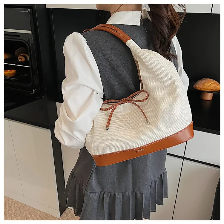 Women's Korean Style Large Tote Bag with Bow Stitching — feature 19